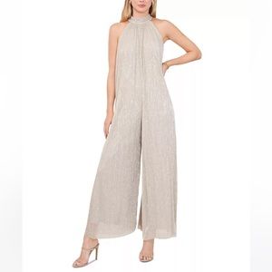 Gold Metallic Halter Jumpsuit - size small